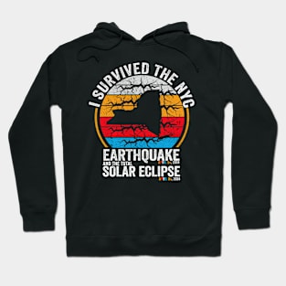 Vintage I Survived the NYC Earthquake and Total Solar Eclipse 2024 Hoodie